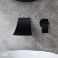 Aquacubic Contemporary Wall Mounted black Waterfall with Ceramic Valve Two Holes for Bathroom Sink Faucet